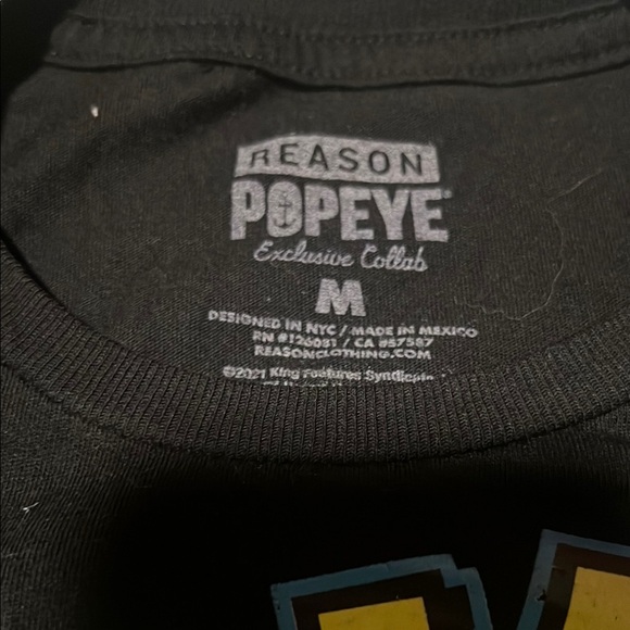 Reason Popeye Exclusive Black T-Shirt - Picture 2 of 3
